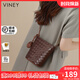 viney手機包包女包品牌斜挎包輕奢單肩包生日禮物送女友老婆 【酒咖色】高級感實用編織包 百搭時尚休閑小眾洋氣水桶包