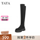 他她（TATA）厚底過膝長筒靴法式彈力美拉德女靴子冬新款WD804DC3 黑色 40