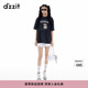 DZZIT地素短袖T恤2025夏季新款休閑水洗印花純棉寬松上衣女3J2B3401M 深灰色 S