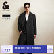 杰克·瓊斯（JACK&JONES） 秋黑色休閑靜奢風中長款舒適純色毛呢大衣外套上衣男裝224327006