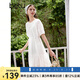 百圖betu女裝夏季新款連衣裙圓領(lǐng)透氣棉收腰短袖連衣裙女2406T46 白色 M