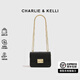 CHARLIE&KELLI CK品牌包包女包鱷魚(yú)紋鎖扣菱格鏈條斜挎潮女士2025新款單肩包 黑色