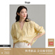旅途原品（ltyp）真絲襯衫女可水洗皺感干絲無(wú)領(lǐng)蝙蝠袖秋季寬松百搭襯衣 奶油黃-可水洗真絲 S （現貨）