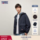 TOMMY JEANS【防水透氣】秋冬男裝休閑寬松加絨運動(dòng)連帽軟殼夾克外套 藏青色C1G S （推薦：130-140斤）