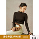 獨束大碼女裝可機洗發(fā)熱打底衫2024秋季新款女半高領(lǐng)針織衫 板栗粽 2XL (尺碼：4)