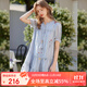 白鹿語(yǔ)氣質(zhì)繡花泡泡袖連衣裙2025夏季新款流蘇系帶花邊短裙 藍色  M 