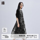 播新中式連衣裙女商場(chǎng)同款中長(cháng)款文藝風(fēng)假兩件罩衫裙子BDR1LD0073 K44玄黑花 M