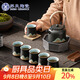 蘇氏陶瓷（SUSHI CERAMICS）手繪山水畫功夫茶具提梁壺茶具套裝1壺6杯禮盒裝J0564