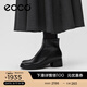 愛(ài)步（ECCO）靴子女 女鞋冬季牛皮短靴粗跟保暖女靴 雕塑222413 HL 黑色22241301001 38 （尺碼偏小，建議拍大一碼）