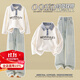 優(yōu)優(yōu)1點（Yoyo one）女童衛(wèi)衣套裝兒童2025新款洋氣秋裝牛仔闊腿褲大童女孩春秋季衣服 5013杏色+13181藍(lán)色【套裝】 140 140cm