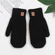 蘭萊美老年人保暖針織全包指連指手套加絨悶子秋冬老人保暖戶(hù)外防寒男士 鹿角標連指包套【黑色】 均碼
