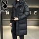 花花公子（PLAYBOY）羽絨服男中長(cháng)款冬季2025最新款連帽休閑帥氣時(shí)尚高端防水冬裝外套 黑色【品牌特價(jià)清倉撿漏】 XL