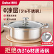 Debo德鉑316不銹鋼湯鍋燉鍋特厚食品級復底火鍋煲湯鍋燃氣爐電磁爐通 2025年新款款湯鍋-送隔熱防燙套 26cm