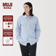 無(wú)印良品（MUJI）男式水洗平紋長(cháng)袖襯衫 男士襯衣外套男裝25年秋季純棉全棉條紋 淺藍色條紋 M (170/92A)