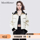 MeetMetro瑪依爾方領(lǐng)短外套女2025春冬新款拼接撞色小個(gè)子夾克 米白【現貨閃電發(fā)】 S