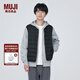 無印良品（MUJI）男式 便攜式 無領(lǐng)羽絨背心 羽絨馬甲馬夾 AD0UGA3A 黑色 S（165/84A）