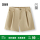 森馬（Semir）[商場(chǎng)同款]休閑褲女打褶簡(jiǎn)約2025夏半松緊腰寬松短褲101325125010