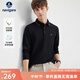 Navigare意大利小帆船長袖POLO衫男士2025年秋季新款舒適翻領(lǐng)T恤棉質(zhì)上衣 暗夜黑 XL