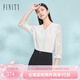 菲妮迪（FINITY）【新春】雪紡衫2025春季新款法式優(yōu)雅V領(lǐng)抽褶上衣女 白色 M