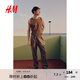 H&M男裝休閑褲2025秋季新款休閑寬松直筒運動(dòng)亞麻混紡長(cháng)褲1253401 深米色 M 175/88