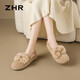 ZHR毛毛棉鞋女加絨外穿單鞋女舒適平底孕婦豆豆鞋女 AB51 杏色 35 