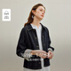 茵曼拼接條紋原色短牛仔外套2025秋女裝新款復(fù)古上衣 深牛仔藍(lán) S