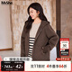 慕姍詩(shī)怡（MsShe）【100%綿羊毛】大碼女裝2025秋裝胖mm連帽雙面毛呢大衣外套 拿鐵色現貨 2XL
