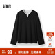 森馬（Semir）長(cháng)袖T恤男拼色假兩件t恤華夫格肌理上衣25秋寬松百搭109725101106