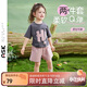 ASK JUNIOR女童2025夏裝兒童運動(dòng)套裝小童短袖短褲兩件套 粉色  130 