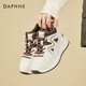 DAPHNE達芙妮厚底加絨老爹鞋女新款女鞋秋冬復古學(xué)院風(fēng)百搭休閑運動(dòng)鞋 米棕色 加絨 跟高5.5cm 37 (235mm)