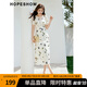 紅袖鹽系輕熟連衣裙夏季2025新款女裝收腰顯瘦V領高端精致碎花長裙 米底花611 M