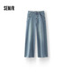 森馬（Semir）牛仔褲女抓毛闊腿褲港風(fēng)冬季2025顯腿長拖地褲ins潮109725124002