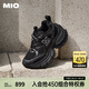 MIO[張予曦同款]米奧微翹圓頭復古做舊高跟老爹鞋厚底男女休閑鞋 黑色-女款 38