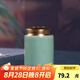 龍泉青瓷創(chuàng)意中號(hào)金屬蓋密封茶葉罐陶瓷辦公室家用儲(chǔ)物罐普洱鐵觀音醒茶罐 哥窯梅子青開(kāi)片