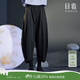 日著(zhù)趣水月藍針織繭形休閑褲2025夏季新款休閑顯瘦闊腿七分褲女 靜夜黑 L