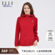 ELLE ACTIVE休閑運動(dòng)外套女秋季舒彈松弛洋氣時(shí)髦修身夾克可調節拉鏈連帽外套 紅色 L
