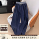 她池松緊腰休閑褲2025夏季新款女設計感拼接簡(jiǎn)約顯瘦九分褲