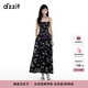 DZZIT地素短袖連衣裙2025夏季新款復古重工刺繡泡泡袖裙子女3J2O4236A 黑色（吊帶裙) S