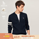 哈吉斯（HAZZYS）男裝 秋冬款毛衣外套簡約棒球領(lǐng)羊毛開衫男ABYZD0BDX37 深藏青色DN M （170/92A 46）