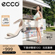愛步（ECCO）一字帶涼鞋女 倪妮同款夏季高跟增高涼鞋羅馬涼鞋  塑雅213343 石灰色21334301378（牛皮革）   38 （偏大，建議選小一碼）