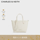 CHARLES&KEITH荔枝紋拉鏈手提斜挎托特包生日禮物CK2-30151511 Cream奶白色 M