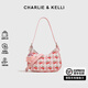 CHARLIE&KELLI CK品牌包包女包2025新款單肩包少女甜美櫻桃印花腋下斜挎包 粉色