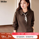 MsShe【絲巾翻領(lǐng)長(cháng)袖襯衫】大碼女裝2025秋裝胖mm顯瘦通勤上衣女 拿鐵色現貨 2XL