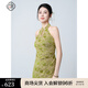 固執(zhí)（OBSTINATE）《綠漣》2025夏季復(fù)古綠色清冷感新中式旗袍無袖掛脖魚尾連衣裙女 綠色連衣裙 M