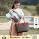 why可裝電腦大容量托特包送錢(qián)包創(chuàng  )意組合單肩手提女包送媽媽七夕禮物 咖色配紅色