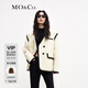 MO&Co.羊毛混紡撞邊寬肩廓形毛呢大衣中長(cháng)款小香風(fēng)外套女夾克大衣 米白色-第2批 S 160