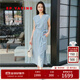 EP雅瑩女裝 100%亞麻飛飛袖高智感通勤V領(lǐng)收腰連衣裙 2025新款4145A 藍色 M