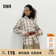 森馬（Semir）[商場(chǎng)同款]長(cháng)袖襯衫女中長(cháng)款格子2025秋寬松落肩襯衣101525105003