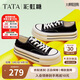 他她TATA彩虹糖厚底帆布鞋女透氣黑色板鞋休閑小白鞋WP801AM5黑色 36