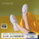 哈森時(shí)尚真皮女鞋平底運動(dòng)小白鞋可兩穿舒適女休閑鞋HWC240128 白色 37